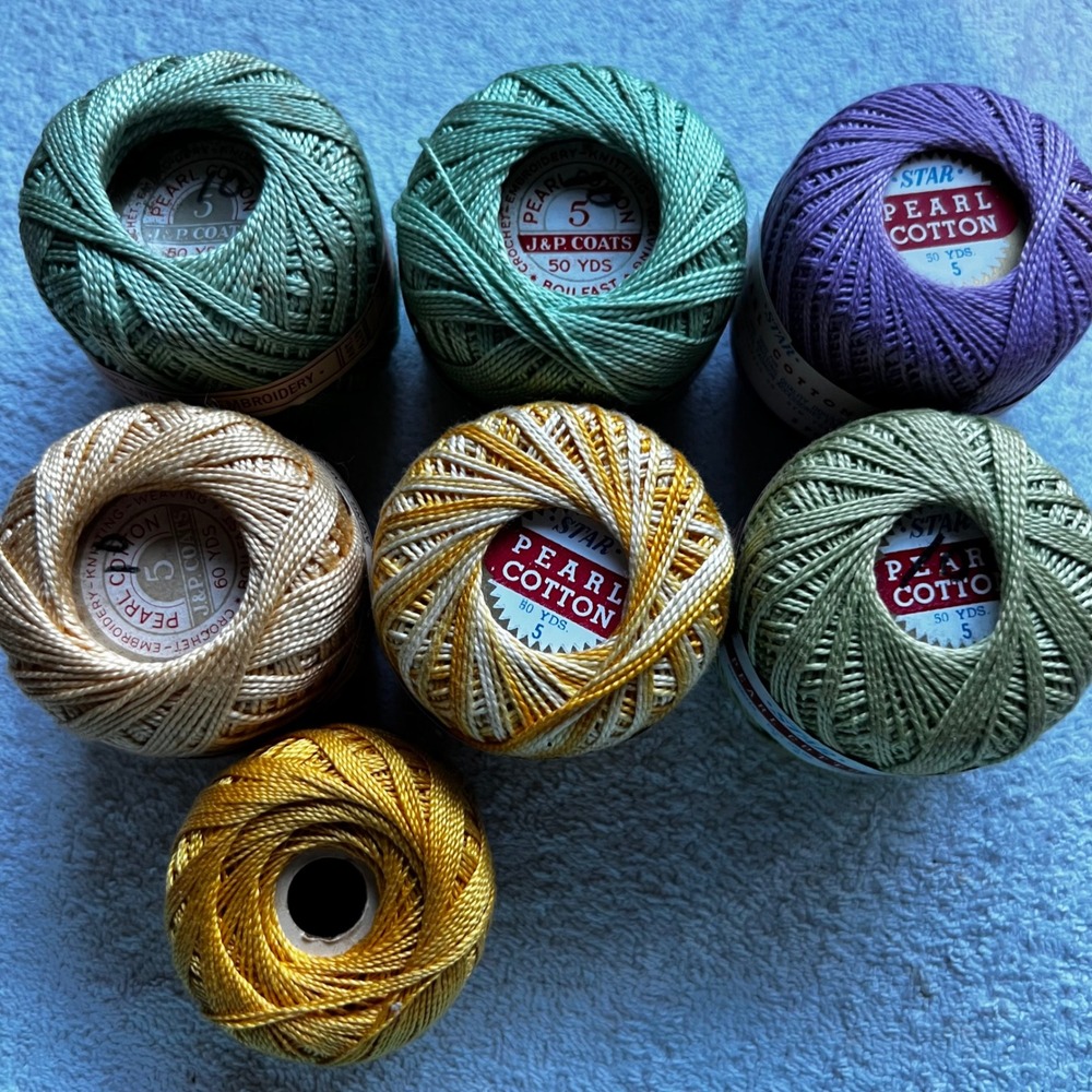 Star J.P. Coats Size 5 Pearl Cotton Thread Multicolor 7pc Vintage Embroidery Lot